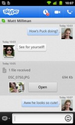 Skype за Android вече приема и праща файлове