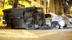 Дипломатически автомобил помля четири коли в центъра на София