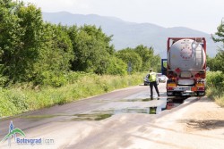 200 литра нафта се изляха на пътното платно при отбивката от Е-79 за Ботевград