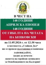 ПРЕДСТОЯЩО: Възстановка на Регионален клуб „Традиция“ на събития от Априлското въстание