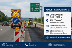 Временно ограничават движението в участъци на АМ „Тракия“ на територията на Софийска област за ремонт на настилката