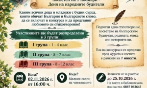 Читалището в Трудовец организира първи конкурс за рецитаторско майсторство, посветен на народните будители